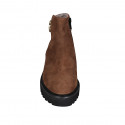 Bottines pour femmes avec fermeture éclair et boucle en daim cognac talon 5 - Pointures disponibles:  43, 44, 45, 46