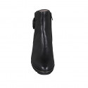 Stivaletto da donna con cerniera e fibbia in pelle nera zeppa 6 - Misure disponibili: 42, 43