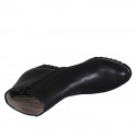 Woman's ankle boot with buckle and zipper in black leather wedge heel 6 - Available sizes:  42, 43