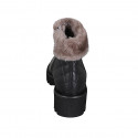 Stivaletto imbottito da donna in pelle nera con cerniera e fodera in pelliccia tacco 4 - Misure disponibili: 32, 42