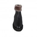 Botines para mujer en piel negra con cremallera y forro en pelaje tacon 4 - Tallas disponibles:  32, 42