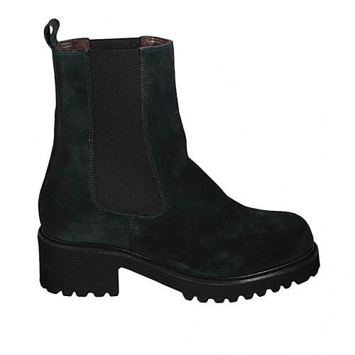Bottines pour femmes en daim vert avec élastiques talon 5 - Pointures disponibles:  42, 43, 44