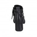 Botines bajos con hebilla y cremallera para mujer en piel negra tacon 5 - Tallas disponibles:  45