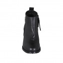 Stivaletto basso da donna con fibbia e cerniera in pelle nera tacco 5 - Misure disponibili: 45