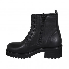 Bottines pour femmes avec lacets et fermeture éclair en cuir noir talon 5 - Pointures disponibles:  44 2