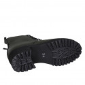 Botines para mujer en piel verde oliva con cordones y cremallera tacon 5 - Tallas disponibles:  45