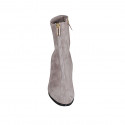 Woman's ankle boot in dove grey suede with zippers heel 7 - Available sizes:  42, 45