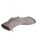 Woman's ankle boot in dove grey suede with zippers heel 7 - Available sizes:  42, 45