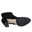 Stivaletto da donna con cerniere in camoscio nero tacco 7 - Misure disponibili: 43, 44, 45