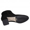 Botines para mujer en gamuza negra con cremallera tacon 6 - Tallas disponibles:  32, 33, 43, 44