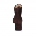Botines con cremallera para mujer en gamuza marron tacon 6 - Tallas disponibles:  32, 33, 44
