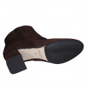 Woman's ankle boot with zipper in brown suede heel 6 - Available sizes:  32, 33, 44