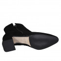Woman's pointy ankle boot in black suede with zippers heel 6 - Available sizes:  45