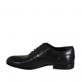 Scarpa Oxford stringata con elastici da uomo in pelle nera - Misure disponibili: 37, 49, 50, 51 2