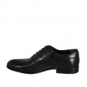 Chaussure richelieu pour hommes avec lacets et elastiques en cuir noir - Pointures disponibles:  37, 49, 50, 51