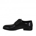 Scarpa derby elegante da uomo stringata con elastici in pelle liscia nera - Misure disponibili: 38, 49, 50