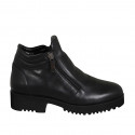 Woman's low ankle boot with zippers in black leather heel 4 - Available sizes:  32