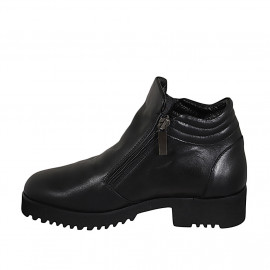Botines bajos con cremalleras para mujer en piel negra tacon 4 - Tallas disponibles:  32 2