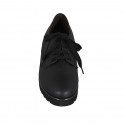 Chaussure pour femmes en cuir noir avec lacets et semelle amovible talon 5 - Pointures disponibles:  43