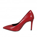 Escarpin à bout pointu pour femmes en cuir rouge avec talon 9 - Pointures disponibles:  42