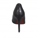 Women's pointy pump shoe in black printed leather heel 9 - Available sizes:  32