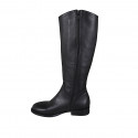Bota para mujer con hebilla y cremallera en piel negra tacon 3 - Tallas disponibles:  33, 34, 44, 45