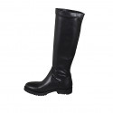 Bottes pour femmes en cuir et matériau élastique noir avec talon 3 - Pointures disponibles:  33, 34