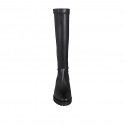 Botas para mujer en piel y material elastico negro con tacon 3 - Tallas disponibles:  33, 34