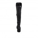 Woman's over-the-knee boot in black leather and elastic material heel 4 - Available sizes:  33, 34