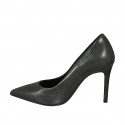 Woman's pointy pump in green printed leather heel 9 - Available sizes:  42