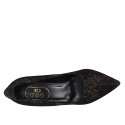 Escarpin pour femmes à bout pointu en cuir bronce et dentelle noir talon 7 - Pointures disponibles:  32