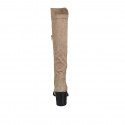 Stivale da donna con mezza cerniera in camoscio ed elasticizzato beige tacco 7 - Misure disponibili: 43