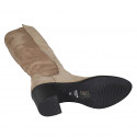 Bota para mujer con media cremallera en tejido elastico y gamuza beis tacon 7 - Tallas disponibles:  43