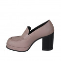 Mocassin pour femmes en cuir nude opaque avec plateau talon 9 - Pointures disponibles:  32, 42