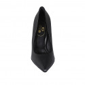 Woman's pointy pump shoe in black leather with heel 10 - Available sizes:  32