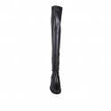 Woman's thighhigh boot in black leather and elastic material heel 5 - Available sizes:  34