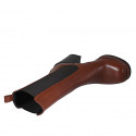 Bottines hautes pour femmes en cuir cognac avec élastiques et plateforme talon 9 - Pointures disponibles:  42, 43