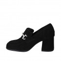 Woman's mocassin in black suede with accessory heel 6 - Available sizes:  32, 43