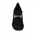Woman's mocassin in black suede with accessory heel 6 - Available sizes:  32, 43
