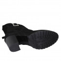 Botines para mujer con cremallera y hebilla en gamuza negra tacon 7 - Tallas disponibles:  42
