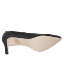 Zapato puntiagudo de salón para mujer en piel negra tacon 7 - Tallas disponibles:  32