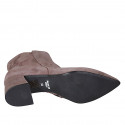 Botines a punta para mujer con cremallera en gamuza gris pardo tacon 6 - Tallas disponibles:  42