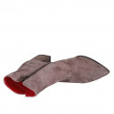 Stivaletto a punta da donna con cerniera in camoscio taupe tacco 6 - Misure disponibili: 42