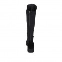 Woman's knee-high boot in black suede and elastic fabric with half zipper and backside zipper heel 4 - Available sizes:  32, 33, 43, 44, 45
