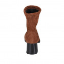Bottines pour femmes en daim y matériau elastique cognac talon 5 - Pointures disponibles:  33, 43, 45