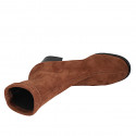 Bottines pour femmes en daim y matériau elastique cognac talon 5 - Pointures disponibles:  33, 43, 45