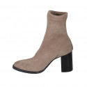 Botines para mujer en gamuza y material elástico beis tacon 7 - Tallas disponibles:  33, 43, 44