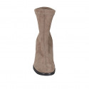 Woman's ankle boot in beige elastic material and suede heel 7 - Available sizes:  33, 43, 44