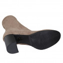 Botines para mujer en gamuza y material elástico beis tacon 7 - Tallas disponibles:  33, 43, 44