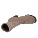 Botines para mujer en gamuza y material elástico beis tacon 7 - Tallas disponibles:  33, 43, 44